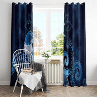 New Zealand Matariki Window Curtain Maori Tui Bird Blue Galaxy