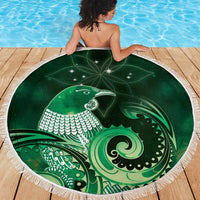 New Zealand Matariki Beach Blanket Maori Tui Bird Green Galaxy