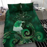 New Zealand Matariki Bedding Set Maori Tui Bird Green Galaxy