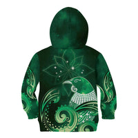 New Zealand Matariki Kid Hoodie Maori Tui Bird Green Galaxy DT05 - Polynesian Pride