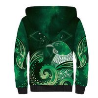 New Zealand Matariki Sherpa Hoodie Maori Tui Bird Green Galaxy DT05 - Polynesian Pride
