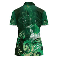 New Zealand Matariki Women Polo Shirt Maori Tui Bird Green Galaxy DT05 - Polynesian Pride