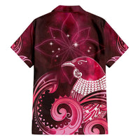 New Zealand Matariki Family Matching Long Sleeve Bodycon Dress and Hawaiian Shirt Maori Tui Bird Magenta Galaxy DT05 - Polynesian Pride