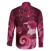 New Zealand Matariki Family Matching Off Shoulder Short Dress and Hawaiian Shirt Maori Tui Bird Magenta Galaxy DT05 - Polynesian Pride