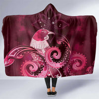 New Zealand Matariki Hooded Blanket Maori Tui Bird Magenta Galaxy