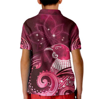 New Zealand Matariki Kid Polo Shirt Maori Tui Bird Magenta Galaxy DT05 - Polynesian Pride