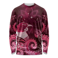 New Zealand Matariki Long Sleeve Shirt Maori Tui Bird Magenta Galaxy DT05 Unisex Magenta - Polynesian Pride