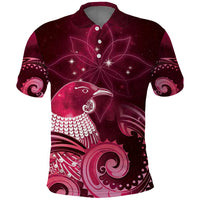 New Zealand Matariki Polo Shirt Maori Tui Bird Magenta Galaxy DT05 Magenta - Polynesian Pride