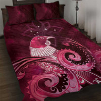 New Zealand Matariki Quilt Bed Set Maori Tui Bird Magenta Galaxy