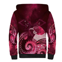 New Zealand Matariki Sherpa Hoodie Maori Tui Bird Magenta Galaxy DT05 - Polynesian Pride