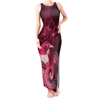 New Zealand Matariki Tank Maxi Dress Maori Tui Bird Magenta Galaxy DT05 Women Magenta - Polynesian Pride