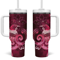 New Zealand Matariki Tumbler With Handle Maori Tui Bird Magenta Galaxy