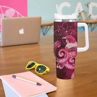 New Zealand Matariki Tumbler With Handle Maori Tui Bird Magenta Galaxy