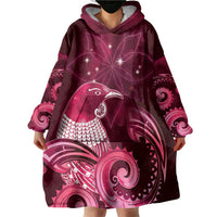 New Zealand Matariki Wearable Blanket Hoodie Maori Tui Bird Magenta Galaxy DT05 - Polynesian Pride