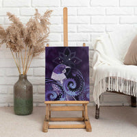 New Zealand Matariki Canvas Wall Art Maori Tui Bird Purple Galaxy