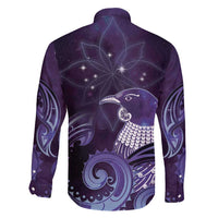 New Zealand Matariki Family Matching Short Sleeve Bodycon Dress and Hawaiian Shirt Maori Tui Bird Purple Galaxy DT05 - Polynesian Pride
