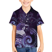 New Zealand Matariki Hawaiian Shirt Maori Tui Bird Purple Galaxy DT05 - Polynesian Pride