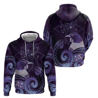 New Zealand Matariki Hoodie Maori Tui Bird Purple Galaxy DT05 - Polynesian Pride