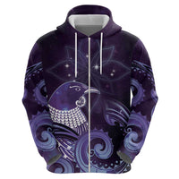 New Zealand Matariki Hoodie Maori Tui Bird Purple Galaxy DT05 - Polynesian Pride