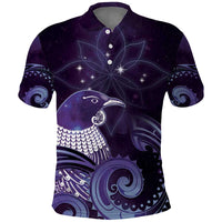 New Zealand Matariki Polo Shirt Maori Tui Bird Purple Galaxy DT05 Purple - Polynesian Pride