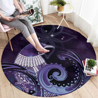 New Zealand Matariki Round Carpet Maori Tui Bird Purple Galaxy