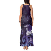 New Zealand Matariki Tank Maxi Dress Maori Tui Bird Purple Galaxy DT05 - Polynesian Pride