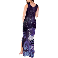 New Zealand Matariki Tank Maxi Dress Maori Tui Bird Purple Galaxy DT05 - Polynesian Pride