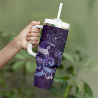 New Zealand Matariki Tumbler With Handle Maori Tui Bird Purple Galaxy