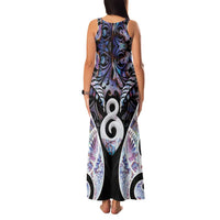 New Zealand Aotearoa Family Matching Tank Maxi Dress and Hawaiian Shirt Pikorua Single Twist Pink Paua Shell DT05 - Polynesian Pride