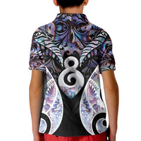 New Zealand Aotearoa Kid Polo Shirt Pikorua Single Twist Pink Paua Shell DT05 - Polynesian Pride