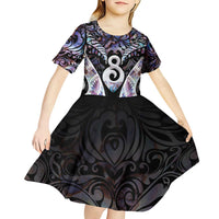 New Zealand Aotearoa Kid Short Sleeve Dress Pikorua Single Twist Pink Paua Shell DT05 - Polynesian Pride
