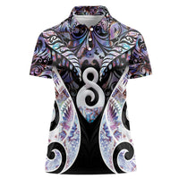 New Zealand Aotearoa Women Polo Shirt Pikorua Single Twist Pink Paua Shell DT05 Female Pink - Polynesian Pride