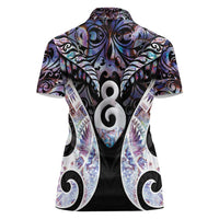 New Zealand Aotearoa Women Polo Shirt Pikorua Single Twist Pink Paua Shell DT05 - Polynesian Pride