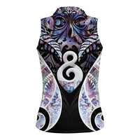 New Zealand Aotearoa Women Sleeveless Polo Shirt Pikorua Single Twist Pink Paua Shell DT05 - Polynesian Pride