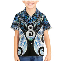 New Zealand Aotearoa Family Matching Mermaid Dress and Hawaiian Shirt Pikorua Single Twist Green Paua Shell DT05 Son's Shirt Green - Polynesian Pride