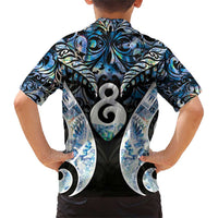 New Zealand Aotearoa Family Matching Short Sleeve Bodycon Dress and Hawaiian Shirt Pikorua Single Twist Green Paua Shell DT05 - Polynesian Pride