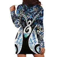 New Zealand Aotearoa Hoodie Dress Pikorua Single Twist Green Paua Shell DT05 - Polynesian Pride
