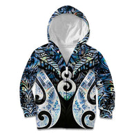 New Zealand Aotearoa Kid Hoodie Pikorua Single Twist Green Paua Shell DT05 Zip Hoodie Green - Polynesian Pride