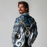 New Zealand Aotearoa Long Sleeve Polo Shirt Pikorua Single Twist Green Paua Shell DT05 - Polynesian Pride