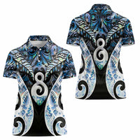 New Zealand Aotearoa Women Polo Shirt Pikorua Single Twist Green Paua Shell DT05 - Polynesian Pride