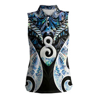 New Zealand Aotearoa Women Sleeveless Polo Shirt Pikorua Single Twist Green Paua Shell DT05 Female Green - Polynesian Pride