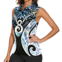 New Zealand Aotearoa Women Sleeveless Polo Shirt Pikorua Single Twist Green Paua Shell DT05 - Polynesian Pride