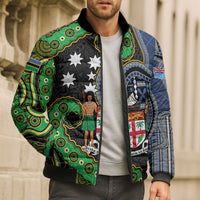 South Sea Islanders And Fiji Bomber Puffer Jacket Fijian Coat Of Arms And Southern Cross DT05 - Polynesian Pride