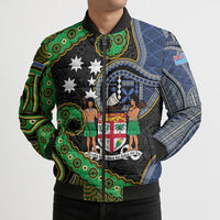 South Sea Islanders And Fiji Bomber Puffer Jacket Fijian Coat Of Arms And Southern Cross DT05 - Polynesian Pride