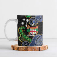 South Sea Islanders And Fiji Ceramic Mug Fijian Coat Of Arms And Southern Cross DT05 Black - Polynesian Pride