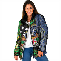 South Sea Islanders And Fiji Padded Jacket Fijian Coat Of Arms And Southern Cross DT05 - Polynesian Pride