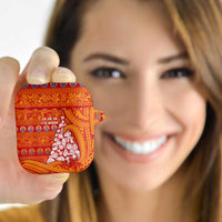 French Polynesia Christmas AirPods Case Seashell Xmas Tree Tribal Waves - Polynesian Pride