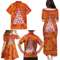 French Polynesia Christmas Family Matching Puletasi and Hawaiian Shirt Seashell Xmas Tree Tribal Waves DT05 - Polynesian Pride