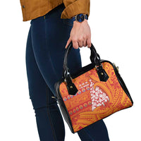 French Polynesia Christmas Shoulder Handbag Seashell Xmas Tree Tribal Waves - Polynesian Pride