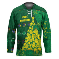 Cook Islands Christmas Hockey Jersey Seashell Xmas Tree Tribal Waves - Polynesian Pride